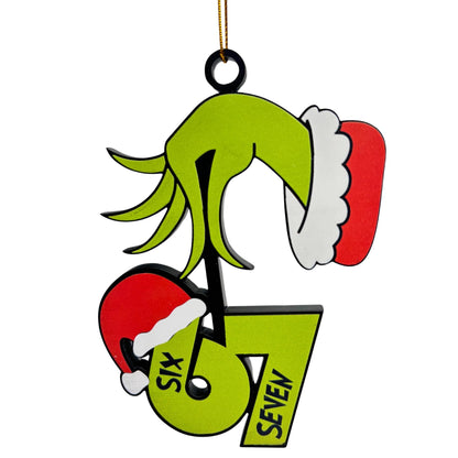 Grinch Six Seven Ornament , Funny Grinch 67 Santa Christmas 2025 Ornament, Viral 2025 Six Seven 6 7 TikTok Ornament