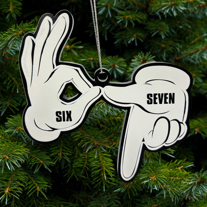 67 Christmas Ornament Funny “Six Seven” Meme Santa Gen Alpha Slang Viral Y2K Tree Hanging Decor for Teens Adults Gen Z Trendy Number Joke