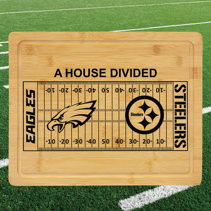 Handmade Custom Football Team House Divided Cutting Board | House Divided Charcuterie Board | House Divided Personalized Sports Gift