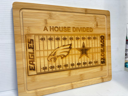 Handmade Custom Football Team House Divided Cutting Board | House Divided Charcuterie Board | House Divided Personalized Sports Gift