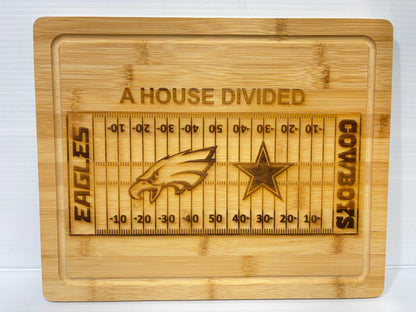 Handmade Custom Football Team House Divided Cutting Board | House Divided Charcuterie Board | House Divided Personalized Sports Gift