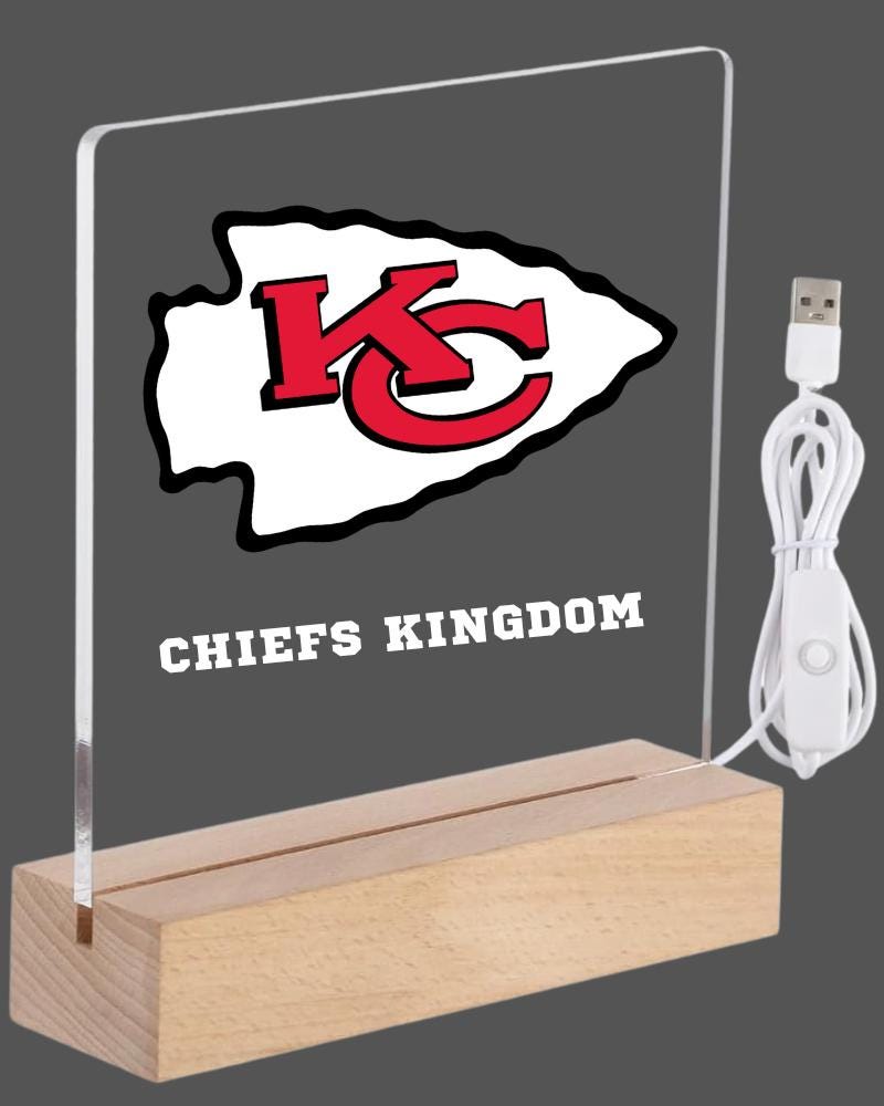 Night Light LED Table Desk Lamp Sport Fan Wood Stand American Football Player Team Bedroom Room Decor, Personalized FREE Name Engraved Gift