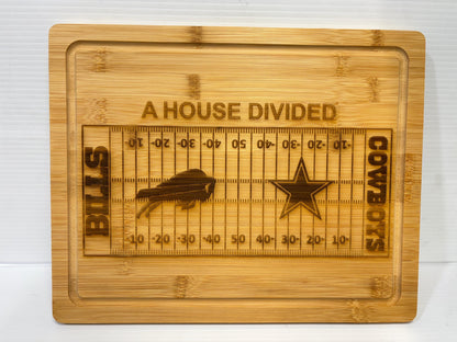 Handmade Custom Football Team House Divided Cutting Board | House Divided Charcuterie Board | House Divided Personalized Sports Gift