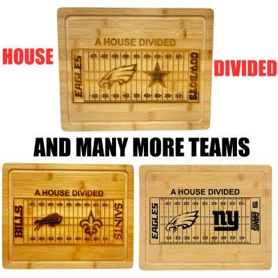 Handmade Custom Football Team House Divided Cutting Board | House Divided Charcuterie Board | House Divided Personalized Sports Gift