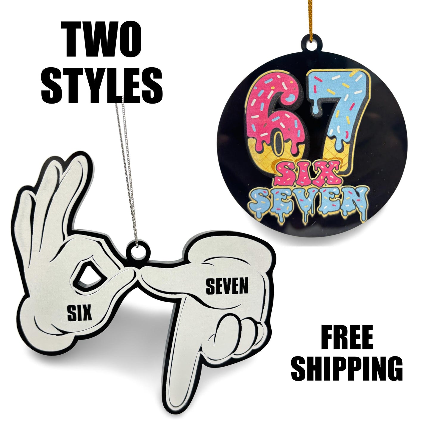67 Christmas Ornament Funny “Six Seven” Meme Santa Gen Alpha Slang Viral Y2K Tree Hanging Decor for Teens Adults Gen Z Trendy Number Joke