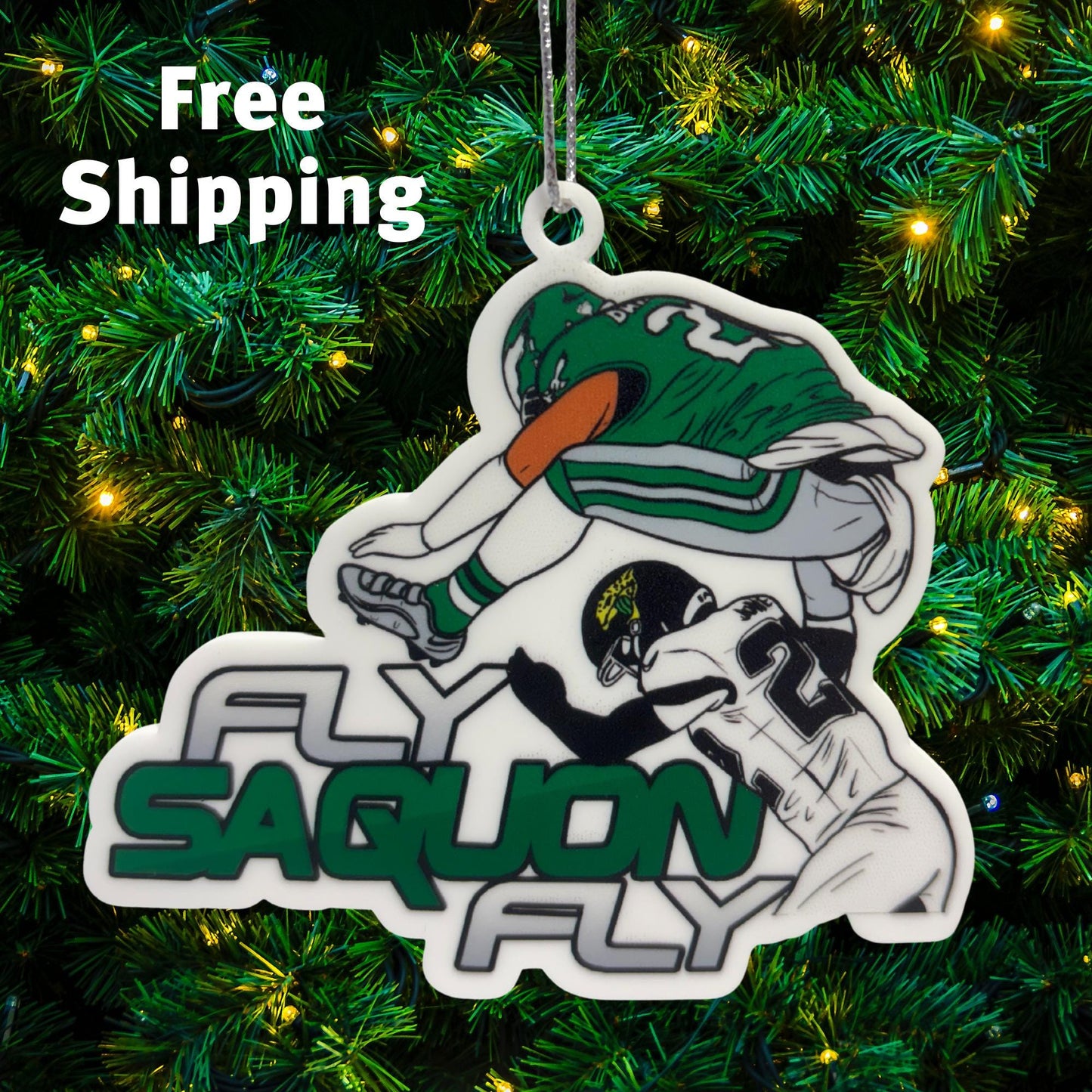 Saquon Barkley Ornament: Eagles Football, Backward Hurdle Play