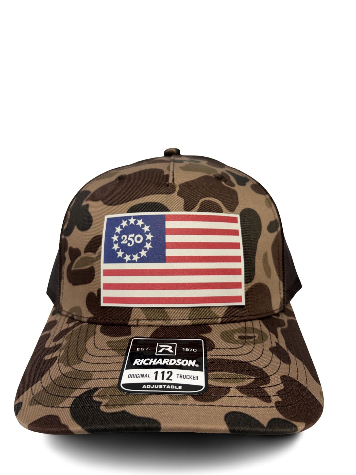 USA 250th Birtday Betsy Ross 13 Star Design Trucker Hat, Patriotic Trucker Cap, Adjustable Snapback
