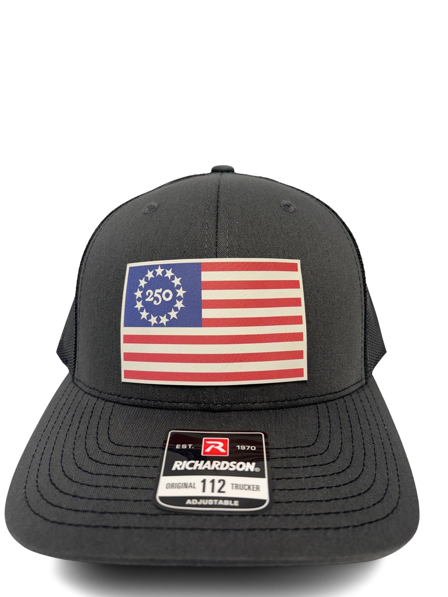 USA 250th Birtday Betsy Ross 13 Star Design Trucker Hat, Patriotic Trucker Cap, Adjustable Snapback
