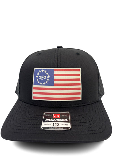 USA 250th Birtday Betsy Ross 13 Star Design Trucker Hat, Patriotic Trucker Cap, Adjustable Snapback