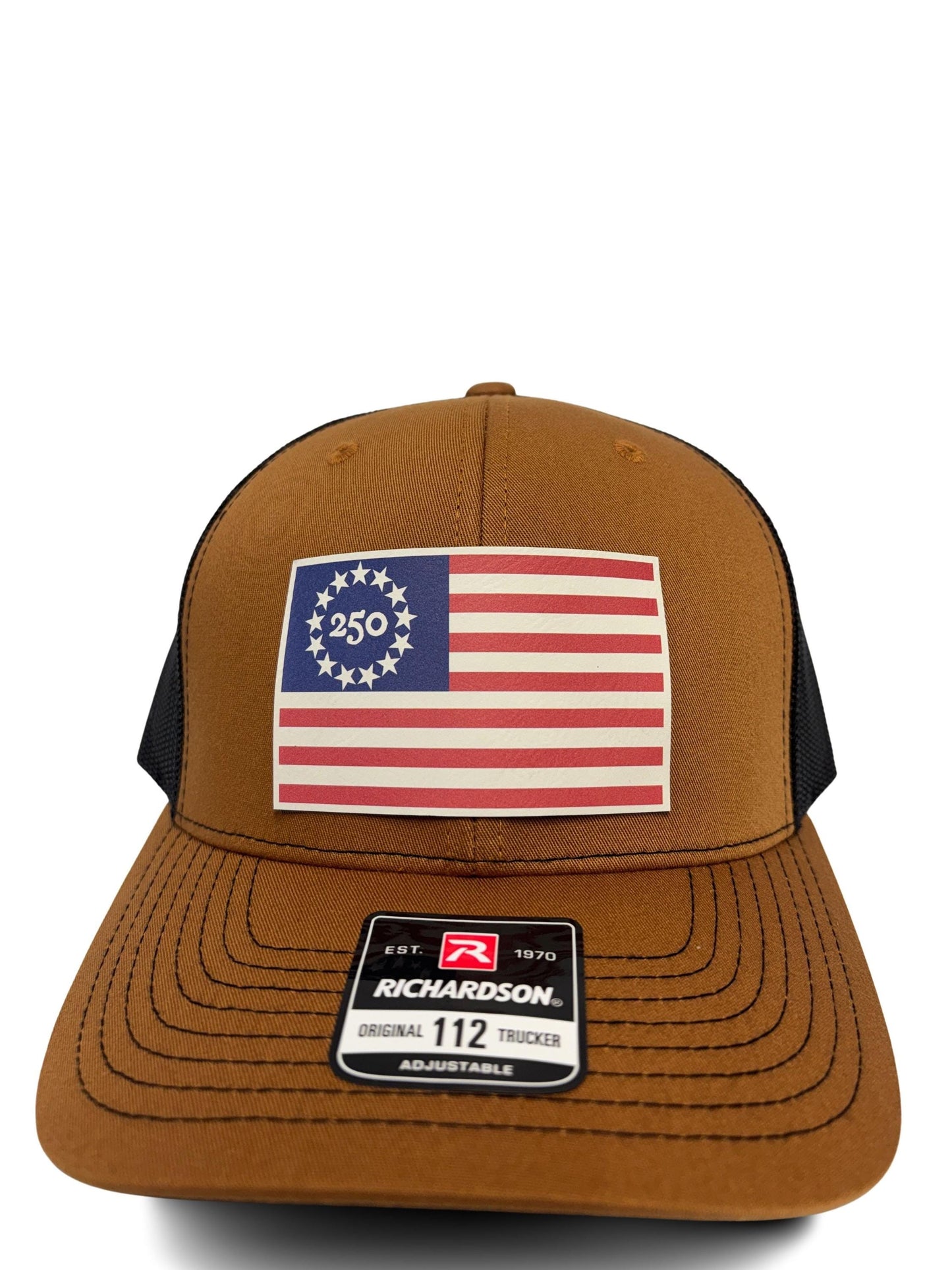 USA 250th Birtday Betsy Ross 13 Star Design Trucker Hat, Patriotic Trucker Cap, Adjustable Snapback