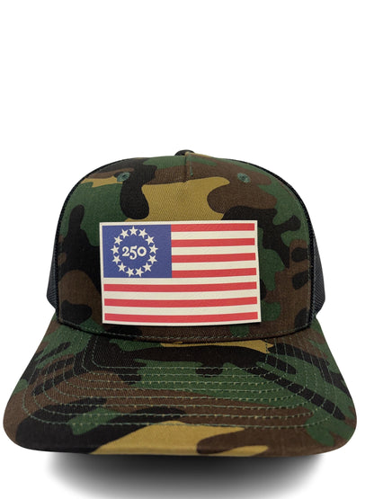 USA 250th Birtday Betsy Ross 13 Star Design Trucker Hat, Patriotic Trucker Cap, Adjustable Snapback