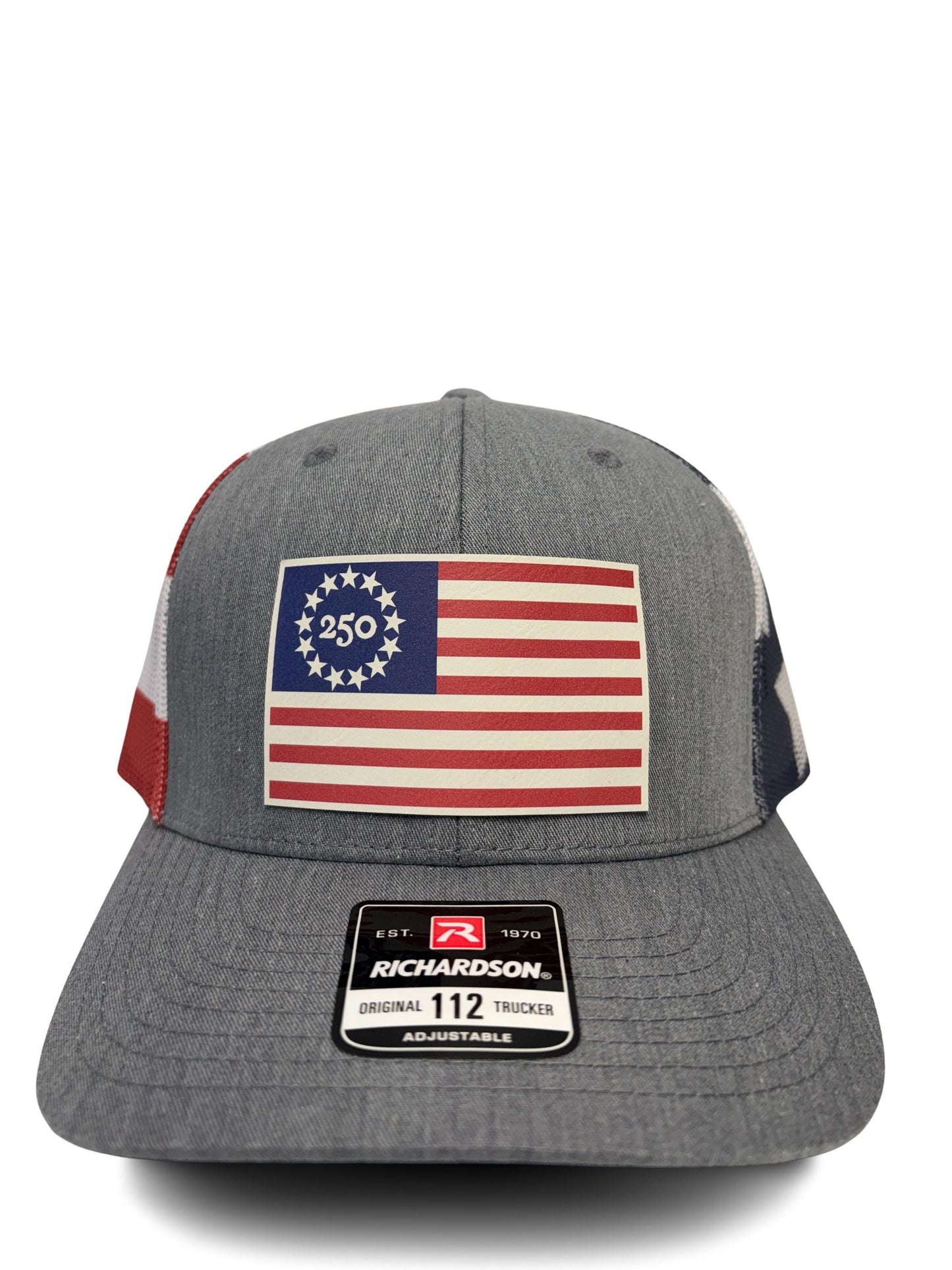 USA 250th Birtday Betsy Ross 13 Star Design Trucker Hat, Patriotic Trucker Cap, Adjustable Snapback