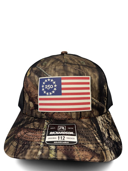 USA 250th Birtday Betsy Ross 13 Star Design Trucker Hat, Patriotic Trucker Cap, Adjustable Snapback
