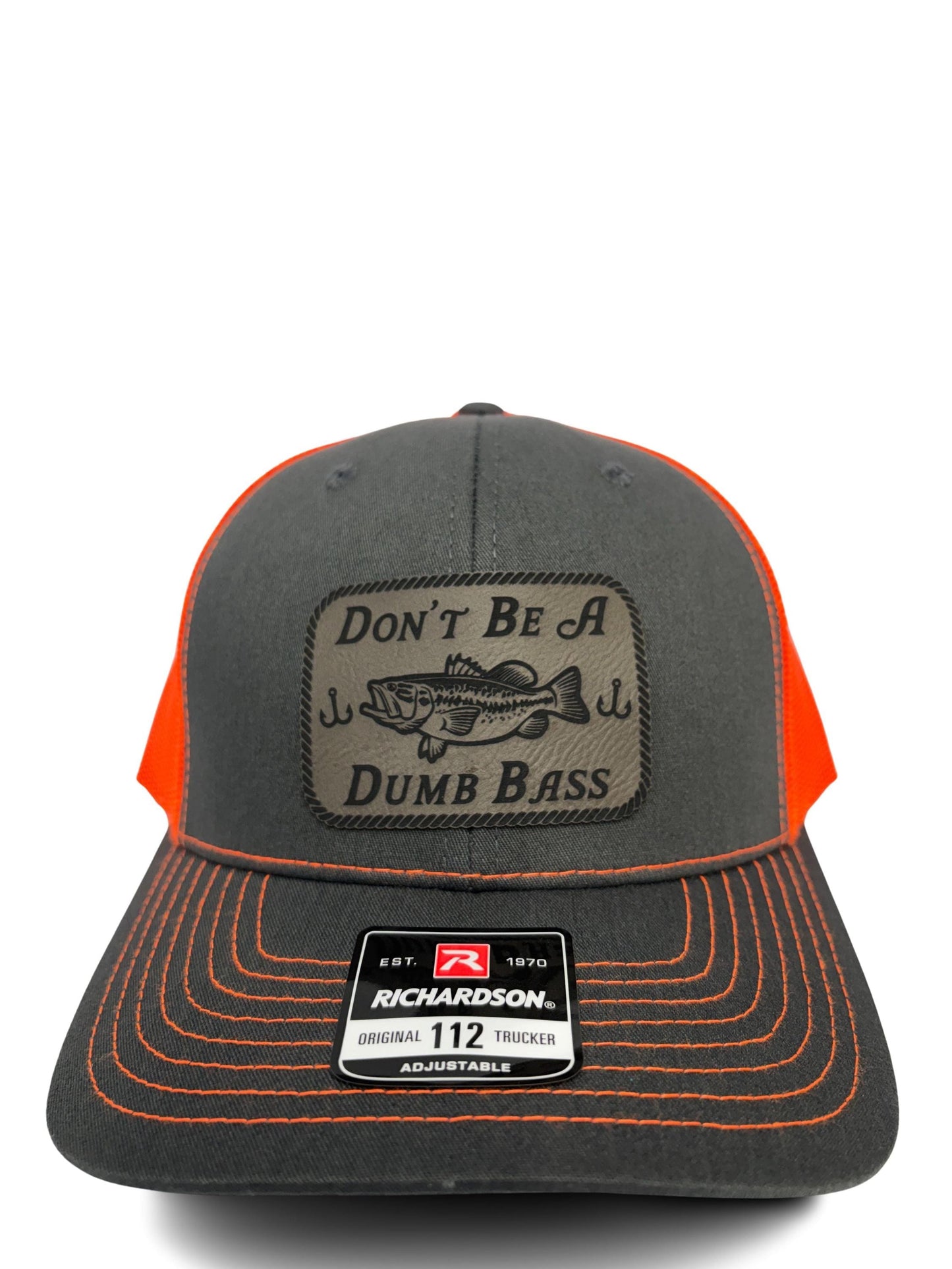 Don't Be a Dumb Bass Hat – Funny Fishing Trucker Hat with Leather Patch – Adjustable Snapback Mesh Cap for Men and Women