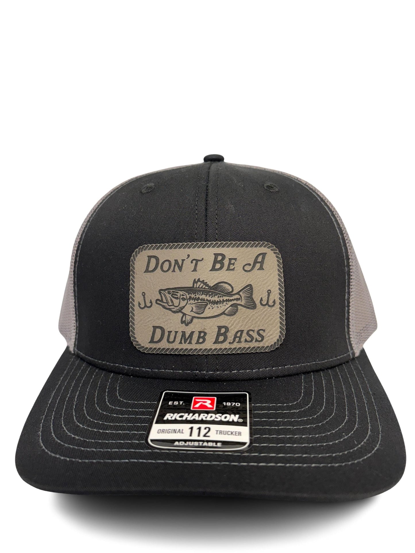 Don't Be a Dumb Bass Hat – Funny Fishing Trucker Hat with Leather Patch – Adjustable Snapback Mesh Cap for Men and Women