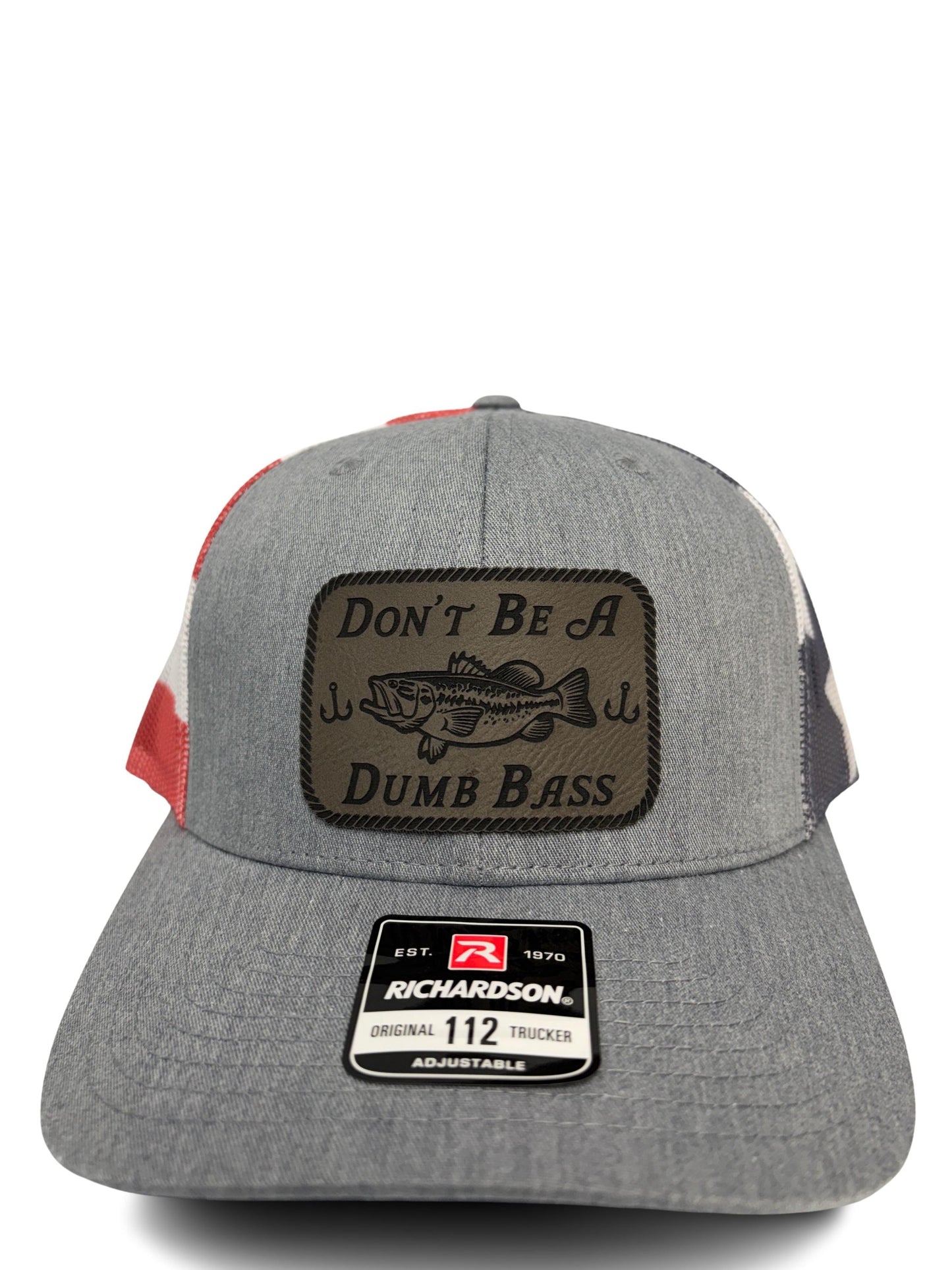 Don't Be a Dumb Bass Hat – Funny Fishing Trucker Hat with Leather Patch – Adjustable Snapback Mesh Cap for Men and Women