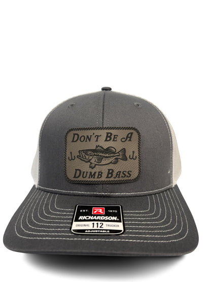 Don't Be a Dumb Bass Hat – Funny Fishing Trucker Hat with Leather Patch – Adjustable Snapback Mesh Cap for Men and Women