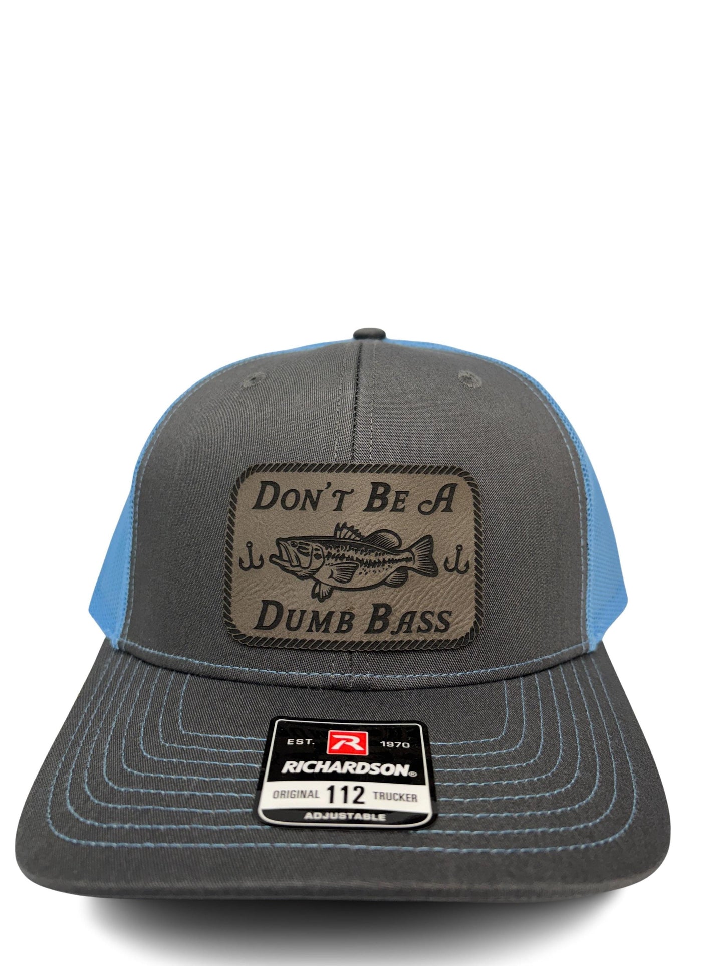 Don't Be a Dumb Bass Hat – Funny Fishing Trucker Hat with Leather Patch – Adjustable Snapback Mesh Cap for Men and Women