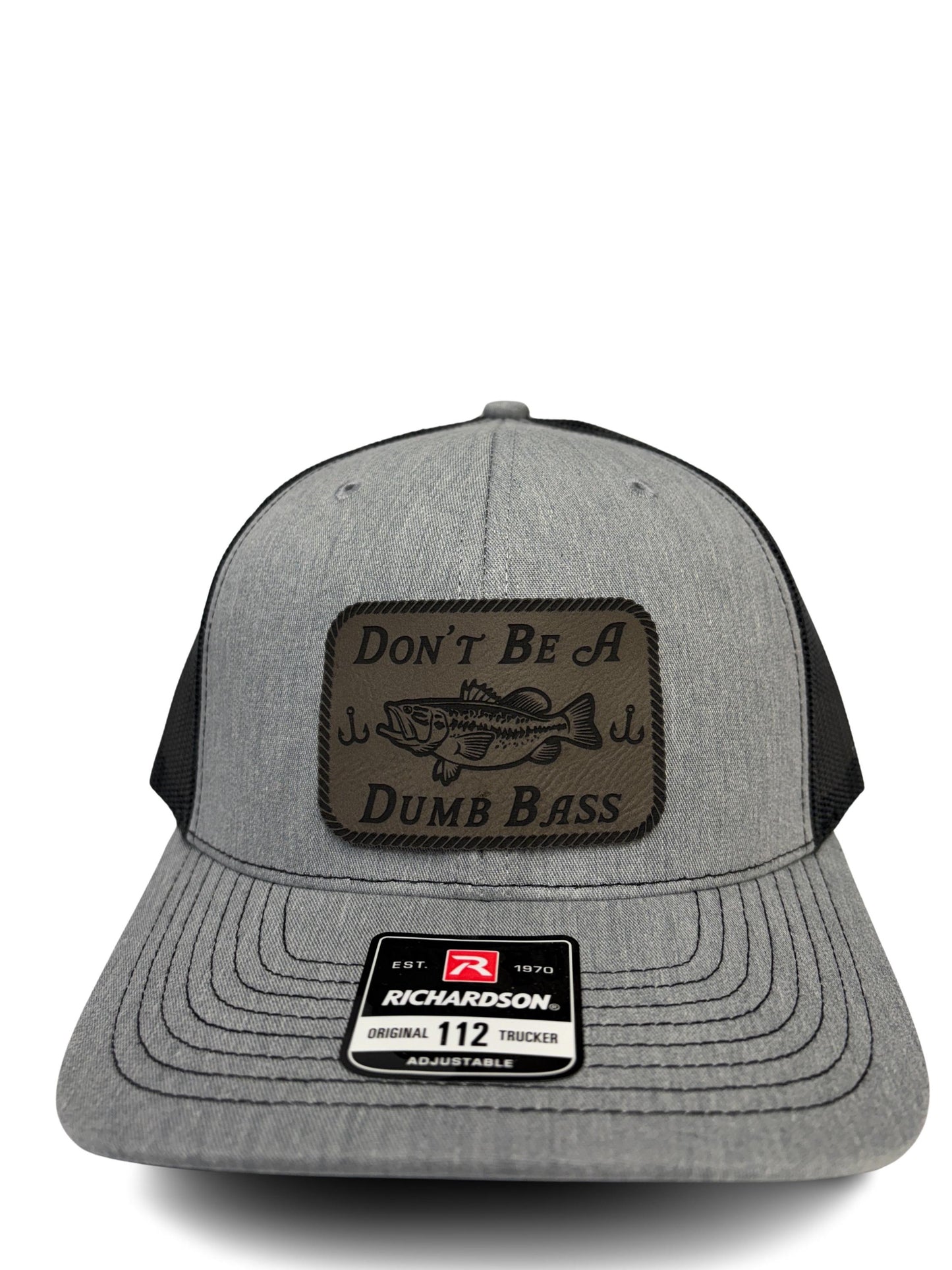 Don't Be a Dumb Bass Hat – Funny Fishing Trucker Hat with Leather Patch – Adjustable Snapback Mesh Cap for Men and Women